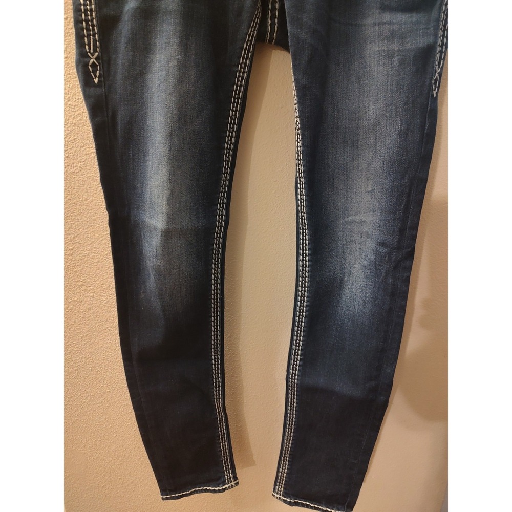 ROCK REVIVAL Sundee Ankle Skinny Jeans Women's Size 27 Blue Denim Flap Pocket RR
